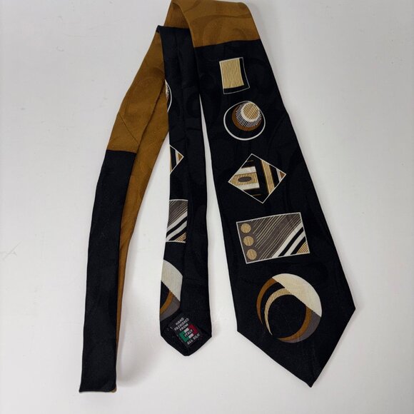 J. Blades & Co. 100% Silk Tie Art Deco Geometric USA Black Brown - Picture 5 of 8